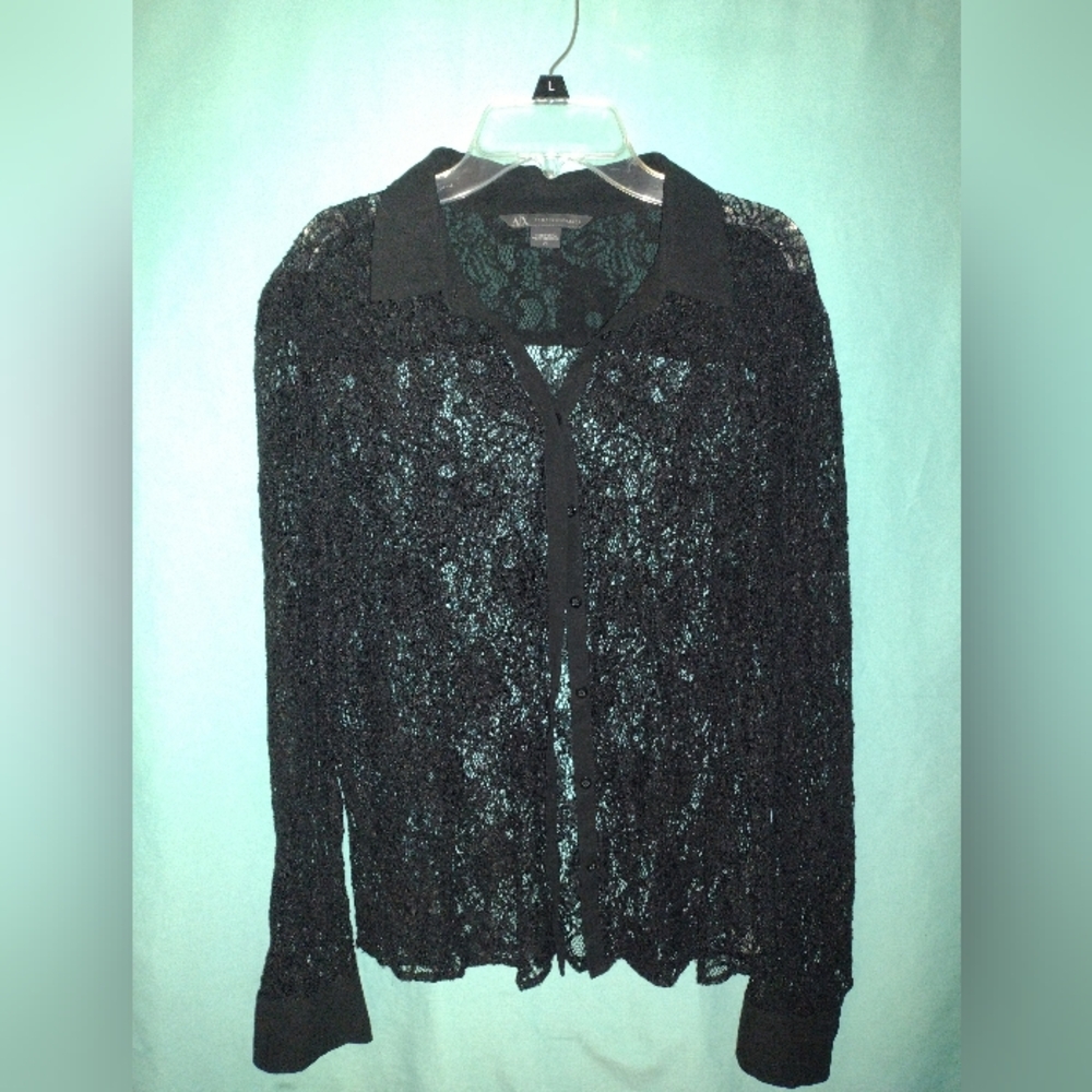 Armani Exchange Black Lace Top